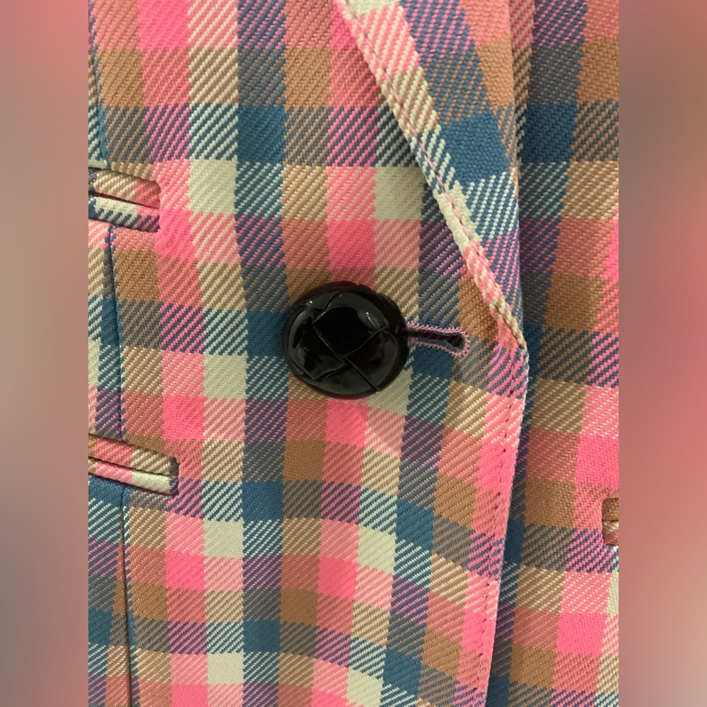 Smythe Box Pleat Tailored Check Blazer Pink sz 6 US - Picture 4 of 8